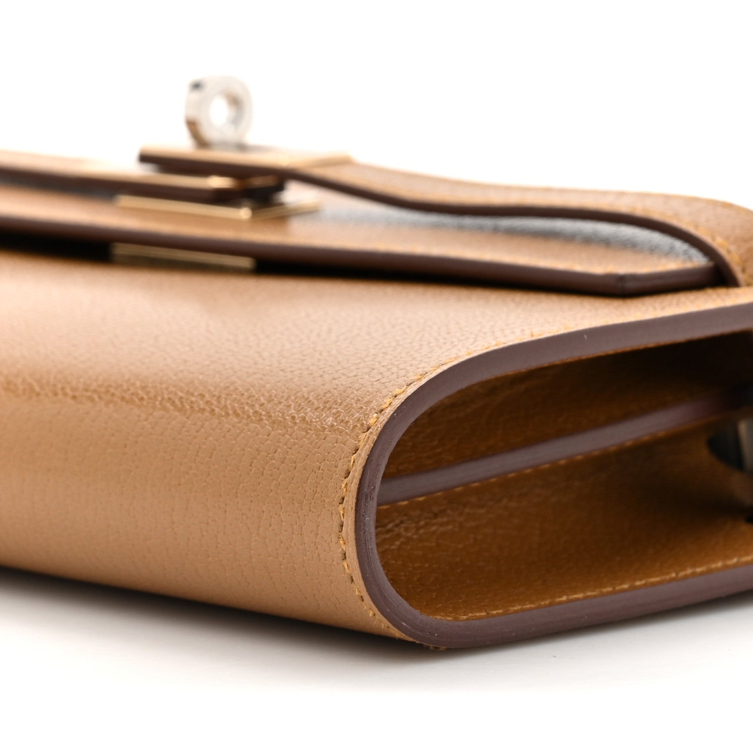 Hermes Chevre Chamkila Kelly Wallet To Go Caramel 9 of 11