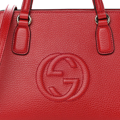 Gucci Dollar Calfskin Medium Soho Top Handle Satchel Hibiscus Red 8 of 10
