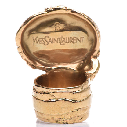 Saint Laurent Glass Cabochon Arty Ovale Ring 6 Gold Turquoise 3 of 5