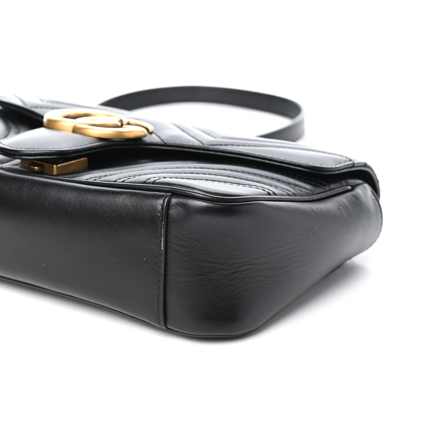Calfskin Matelasse Small GG Marmont Shoulder Bag Black