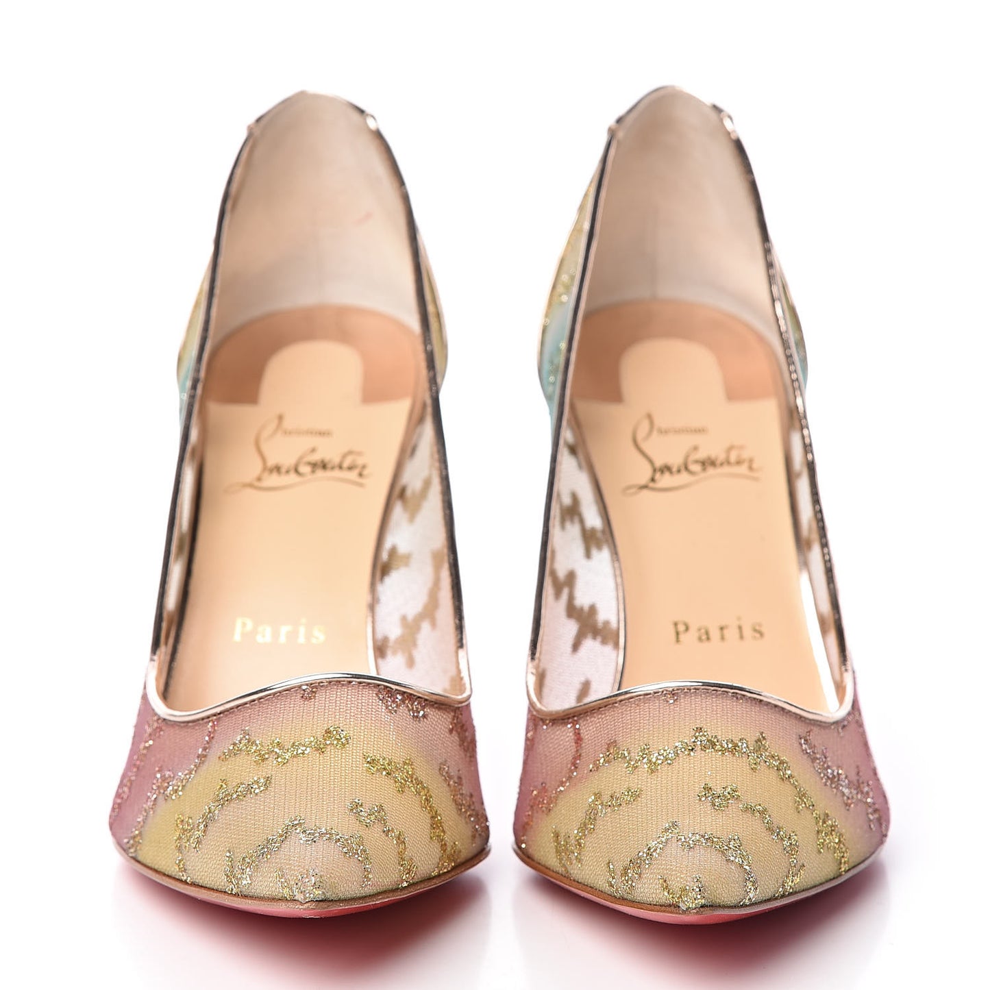 Metallic Rete Lace Chantilly 554 85 Pumps 38.5 Blush Multicolor