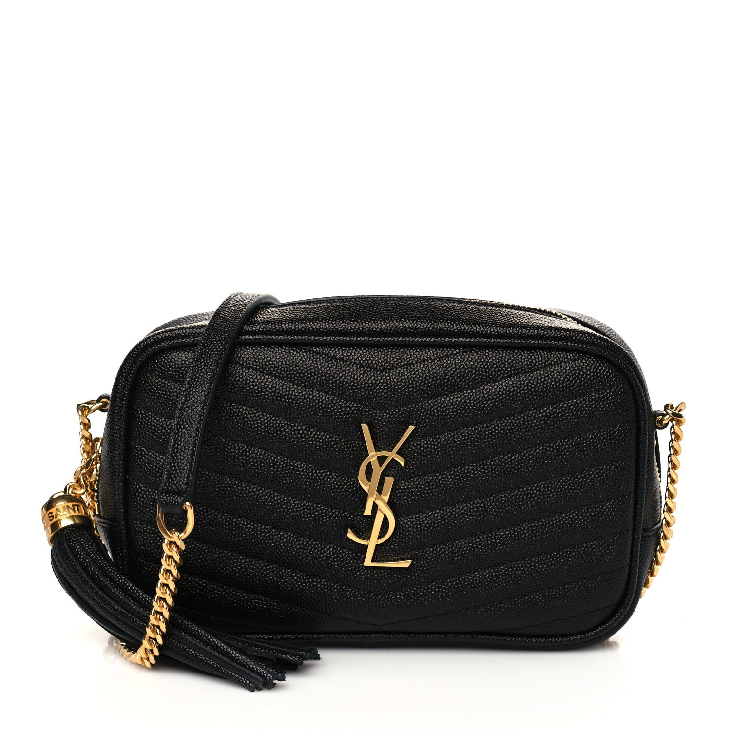Saint Laurent Grain De Poudre Matelasse Monogram Mini Lou Camera Bag Black 1 of 6