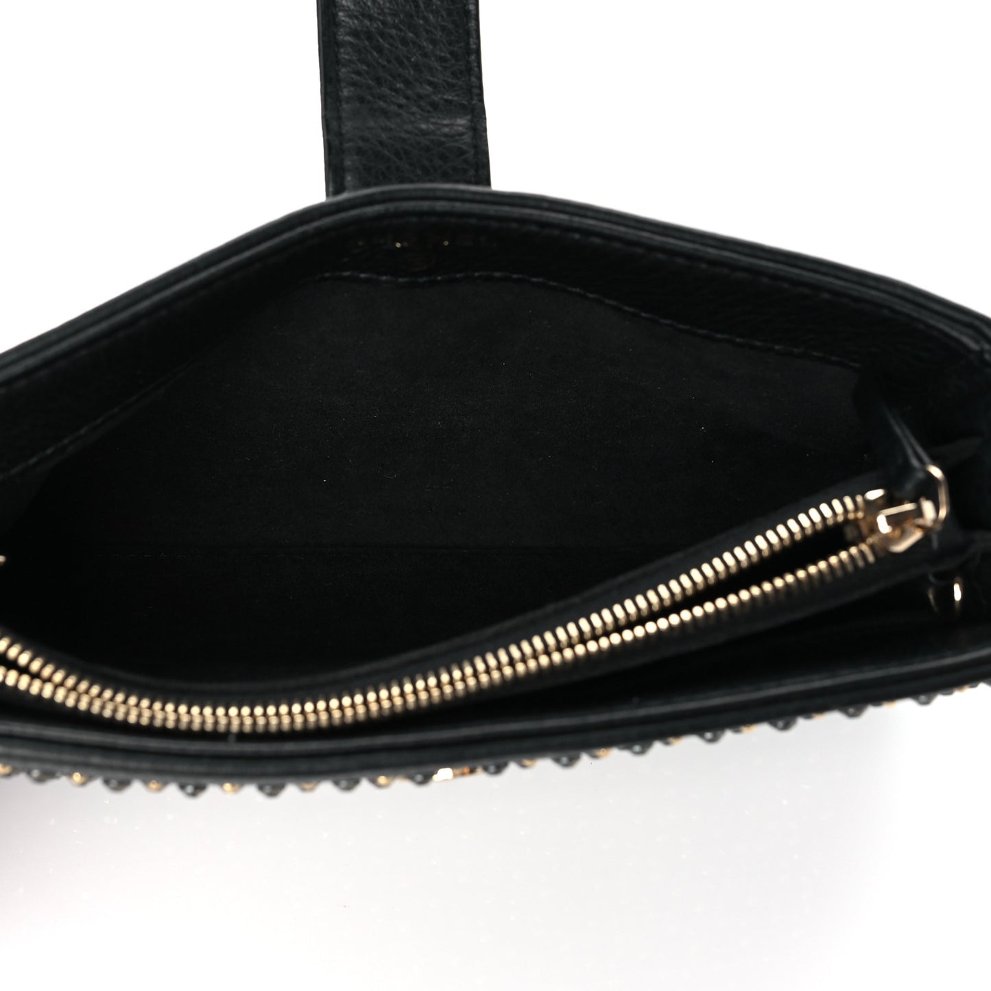 Calfskin Strass Studded Mini Phone Holder Clutch Black