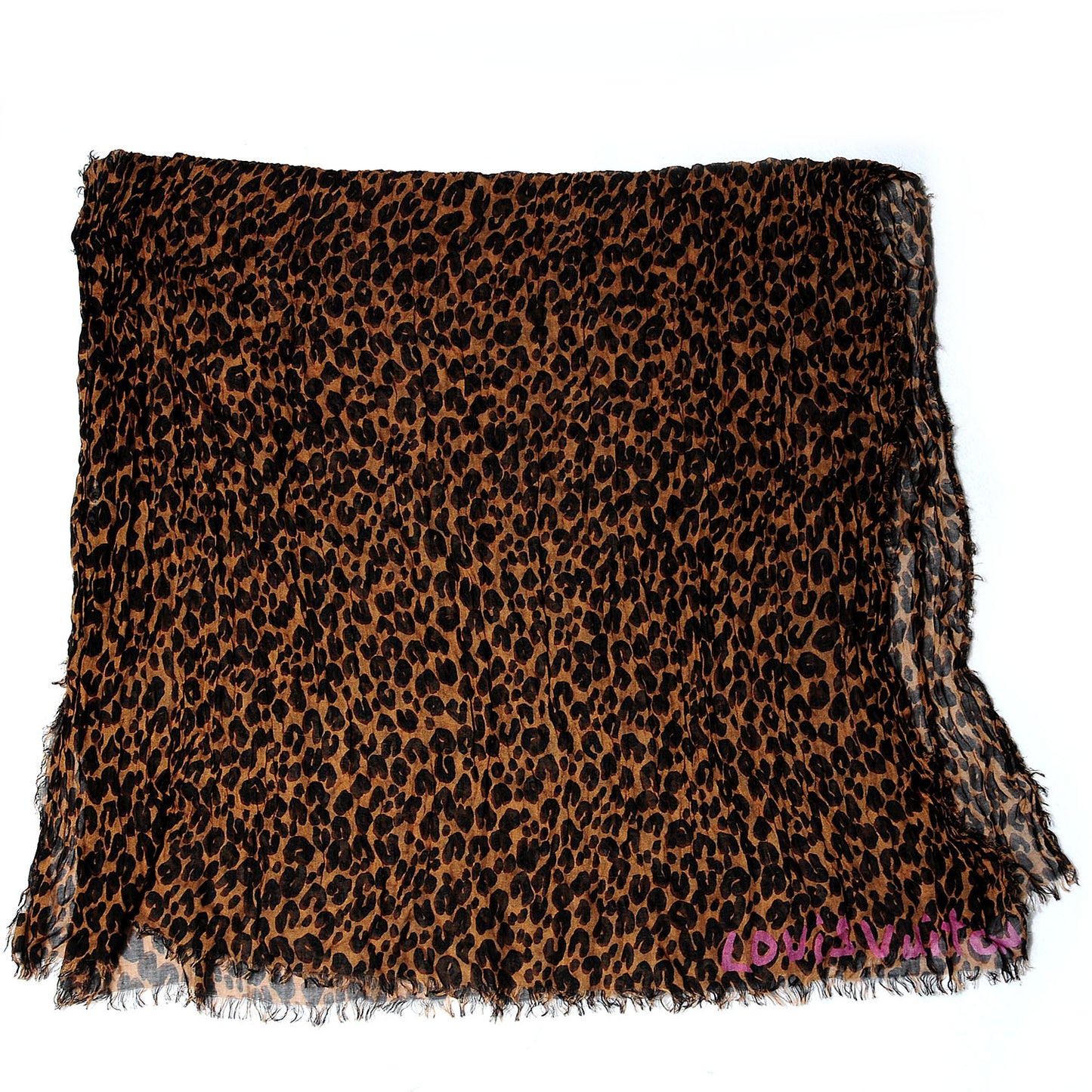 Cashmere Silk Leopard Stole Brown