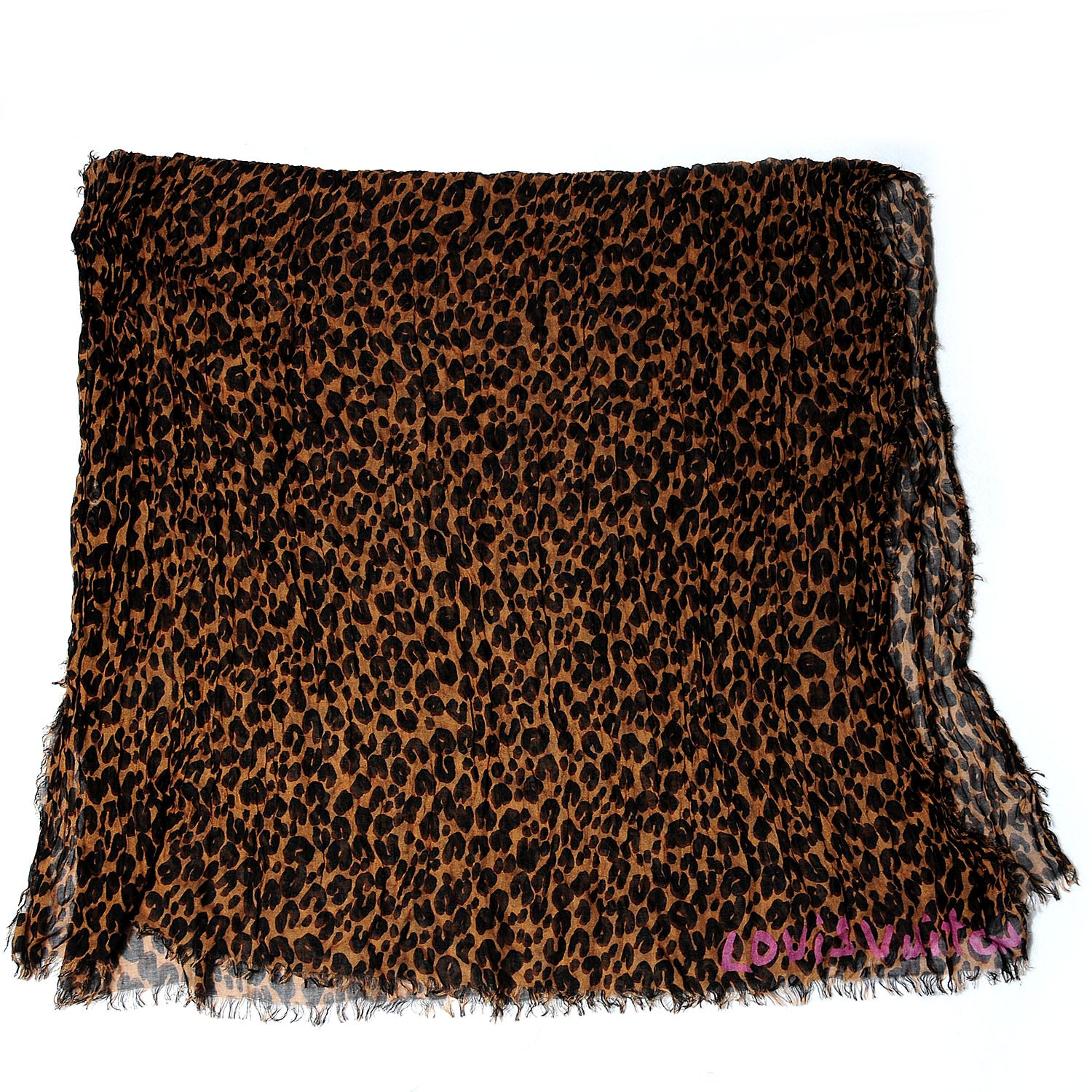 Louis Vuitton Cashmere Silk Leopard Stole Brown 3 of 6