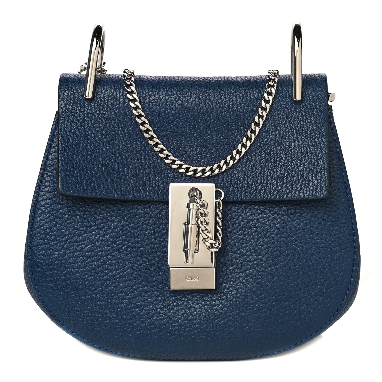 Grained Lambskin Mini Drew Shoulder Bag Royal Navy