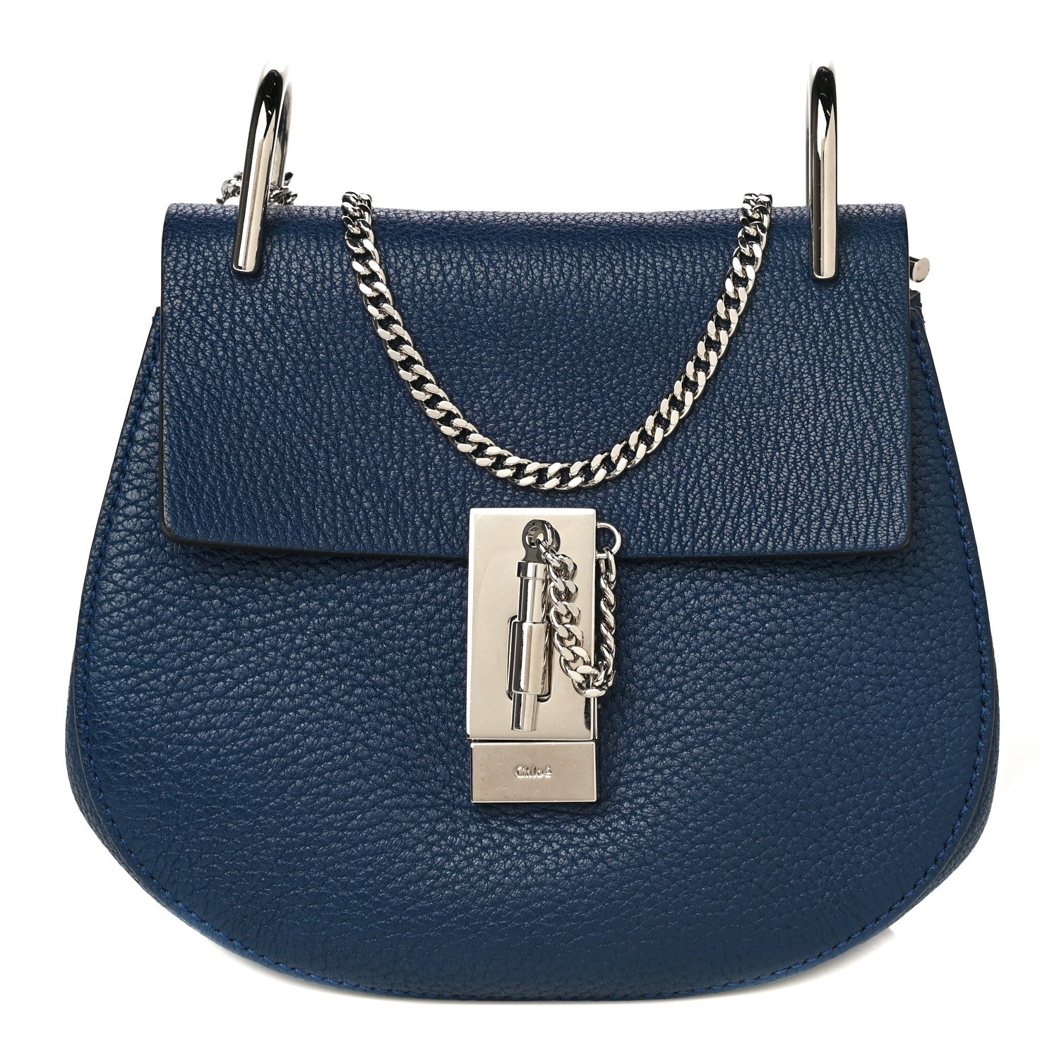 Chloe Grained Lambskin Mini Drew Shoulder Bag Royal Navy 1 of 10
