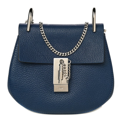 Chloe Grained Lambskin Mini Drew Shoulder Bag Royal Navy 1 of 10