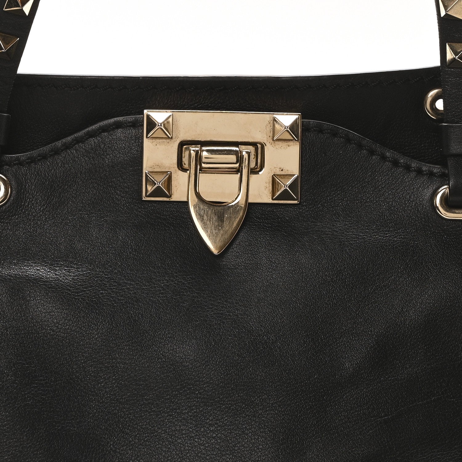 Valentino Garavani Vitello Small Rockstud Tote Black 7 of 9