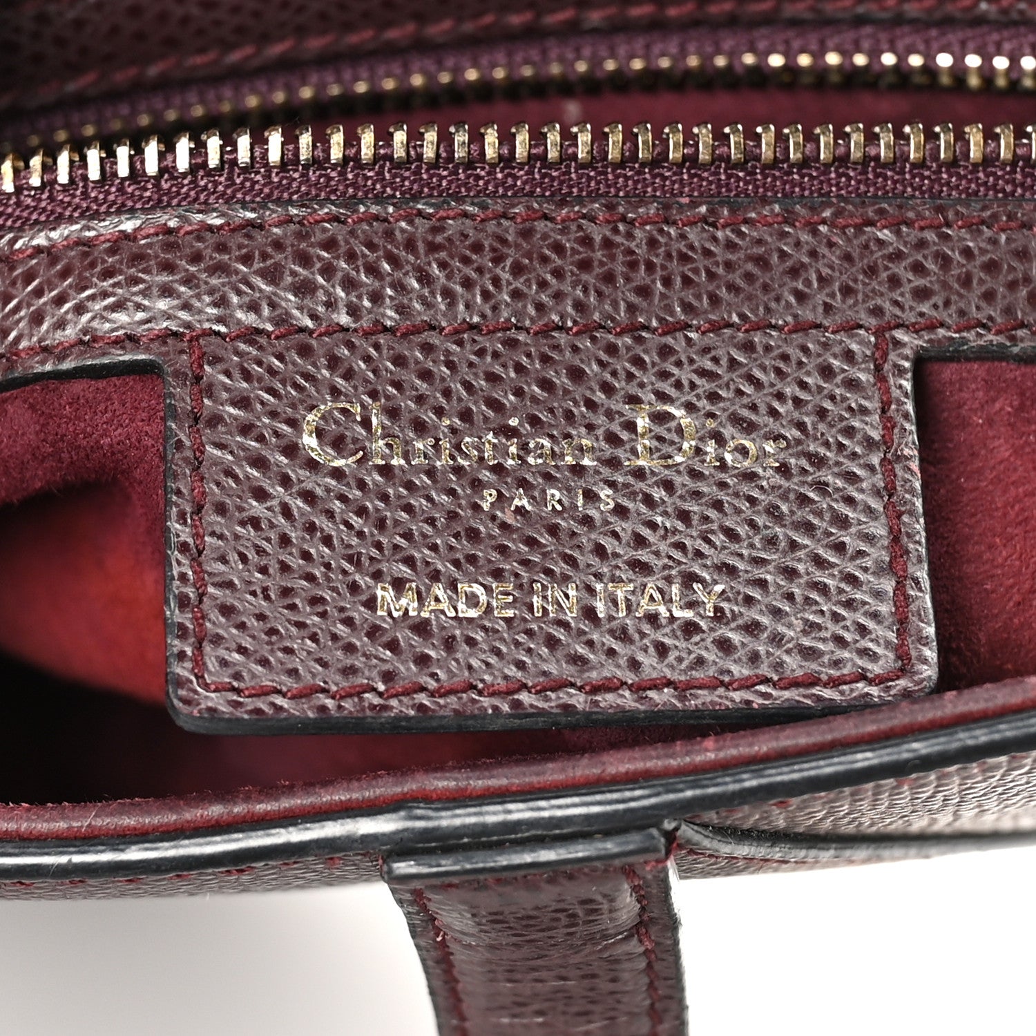 Christian Dior Grained Calfskin Saddle Bag Burgundy 6 of 13