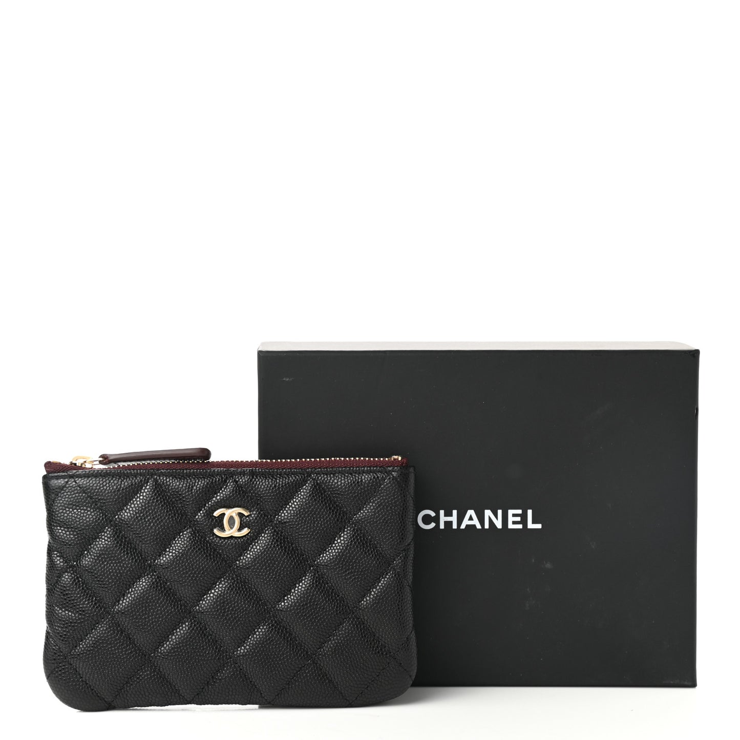 Caviar Quilted Small Cosmetic Case Black