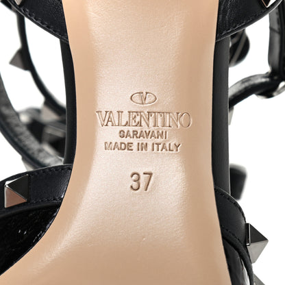 Valentino Garavani Wrinkled Patent Nappa Rockstud Ankle Strap 65mm Pumps 37 Black 7 of 8