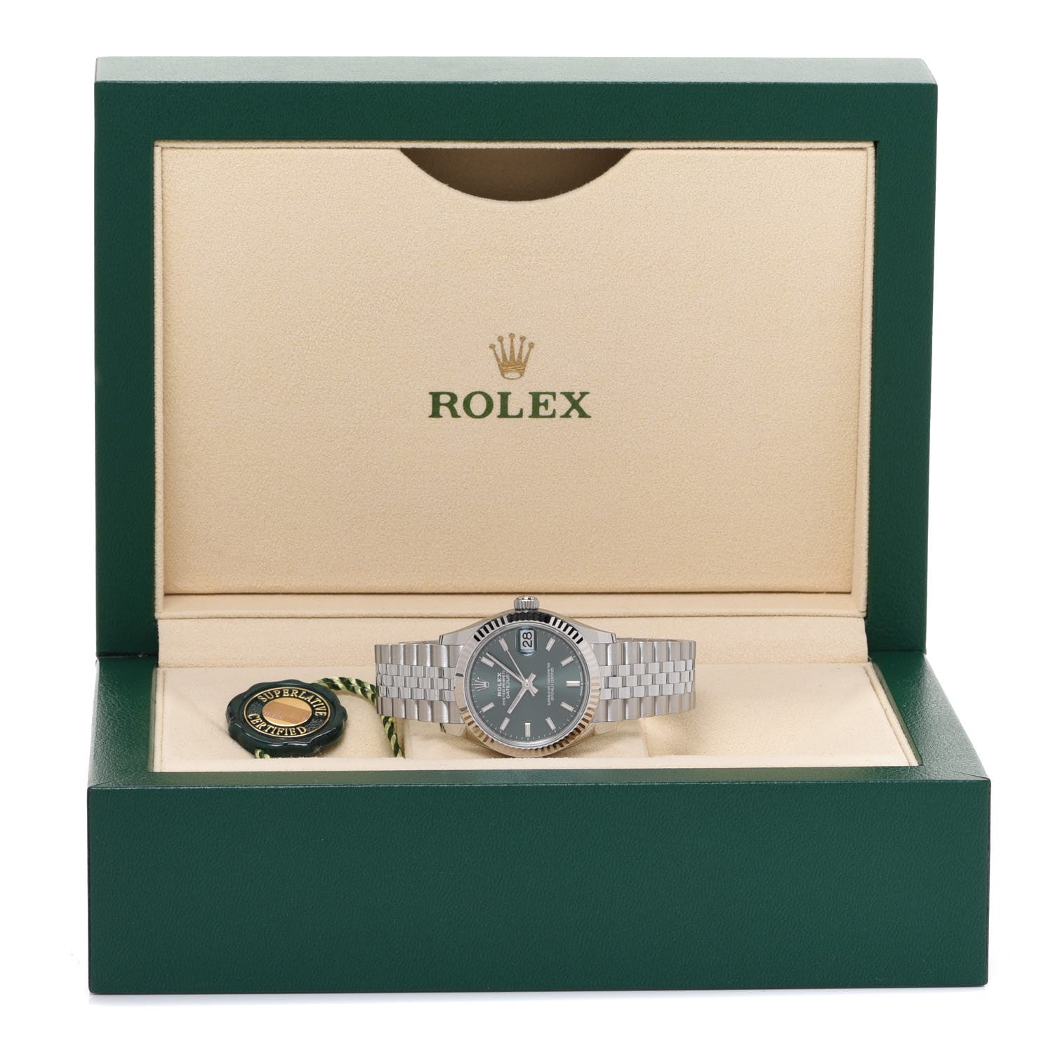 Rolex Stainless Steel 18K White Gold 31mm Oyster Perpetual Datejust Watch Mint Green 278274 5 of 5