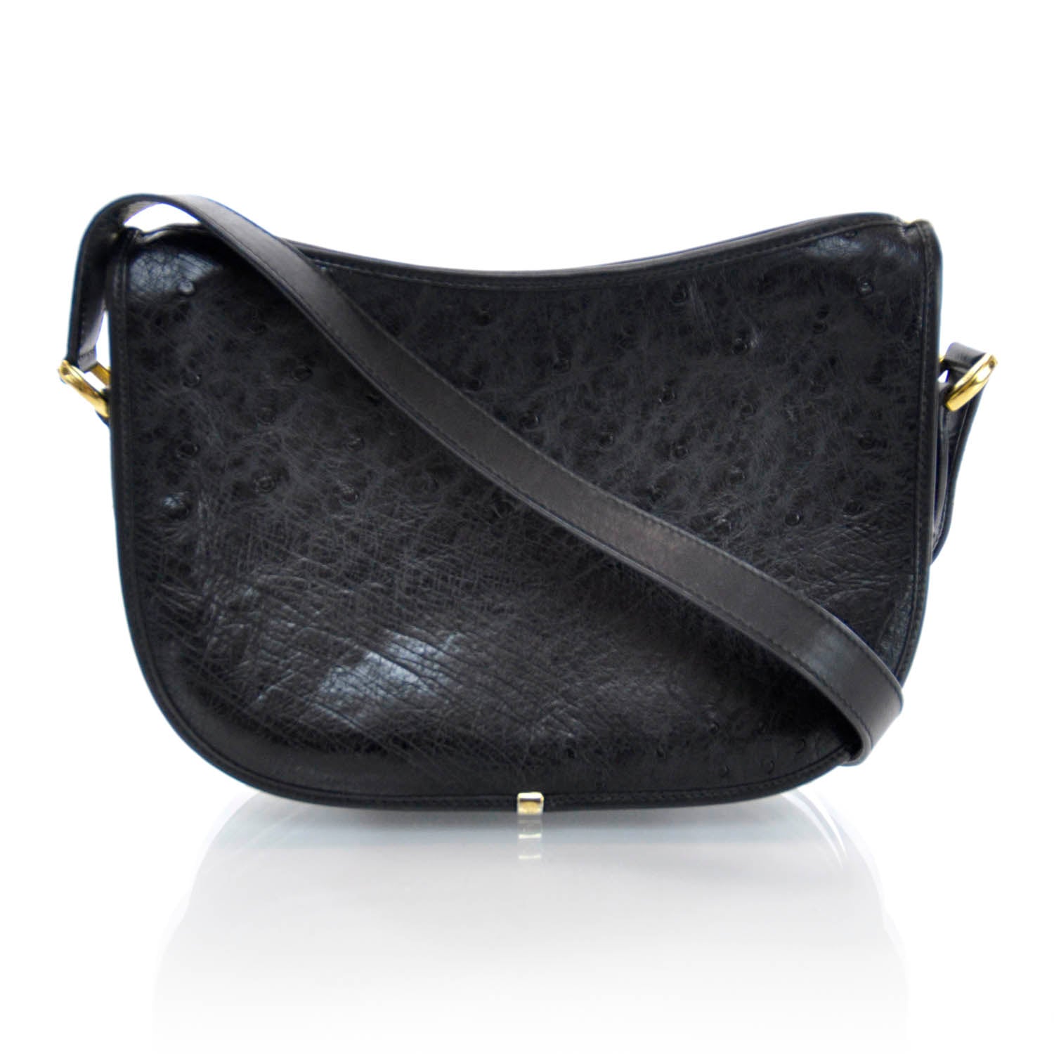 Gucci Ostrich Shoulder Bag Black 3 of 13