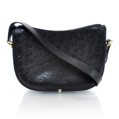 Gucci Ostrich Shoulder Bag Black 3 of 13