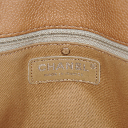 Chanel Metallic Grained Calfskin Woven Chain Medium Shopping Tote Beige 6 of 7