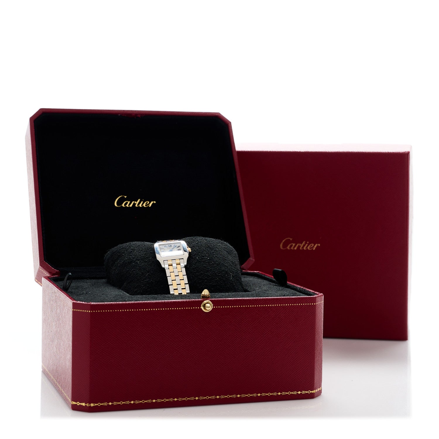 Cartier Stainless Steel 18K Yellow Gold 20mm Santos Demoiselle Quartz Watch 2 of 5