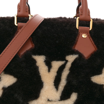 Louis Vuitton Shearling Monogram LV Ski Cozygram Speedy Bandouliere 25 Chocolate Cream 7 of 10