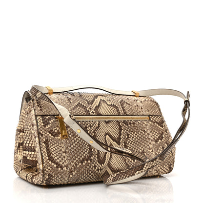 Bottega Veneta Snakeskin Small BV Angle Shoulder Bag Brown 3 of 8