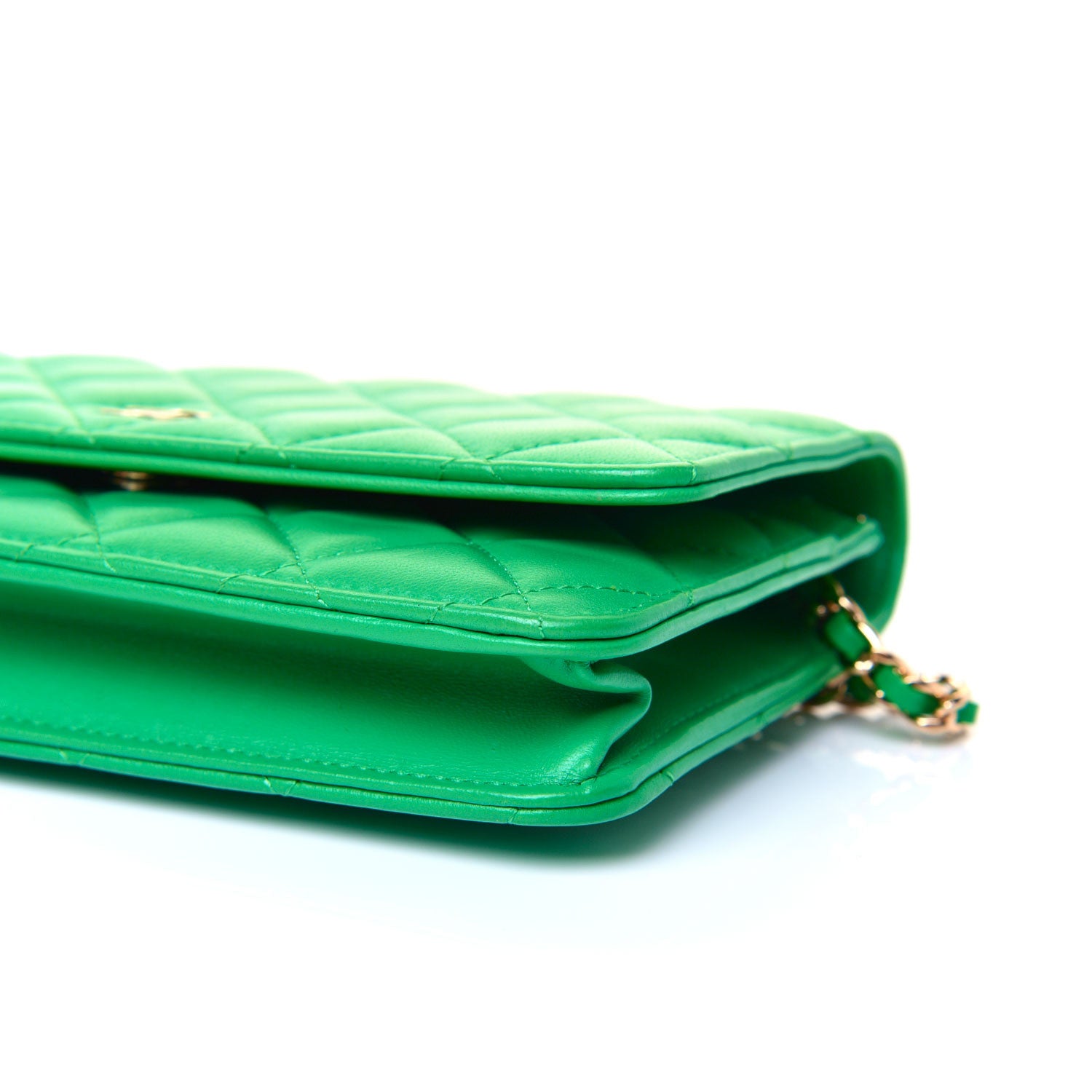 Chanel Lambskin Quilted Wallet On Chain WOC Green 7 of 17