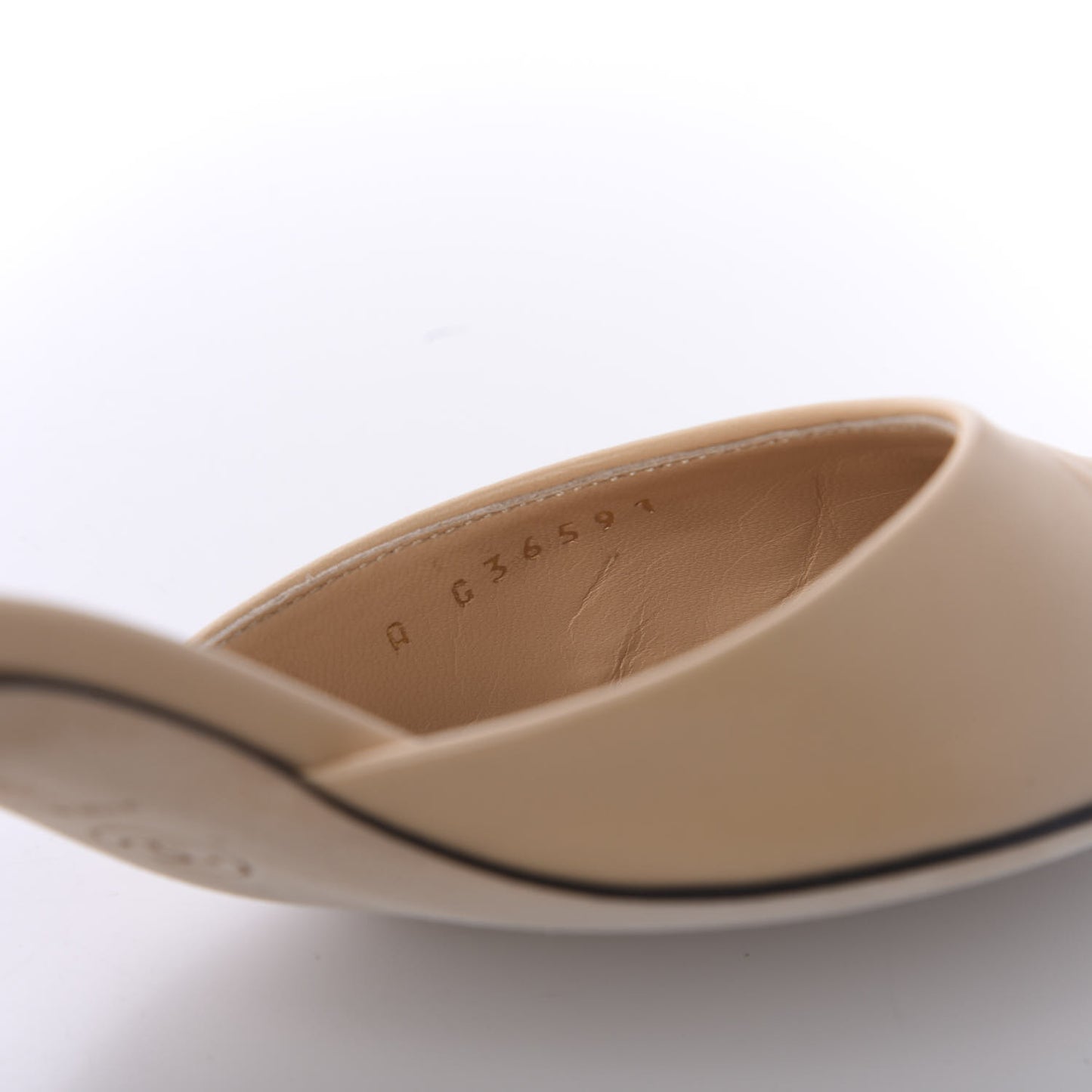 Lambskin Grosgrain Cap Toe Logo Ankle Strap Pumps 38 Beige Black