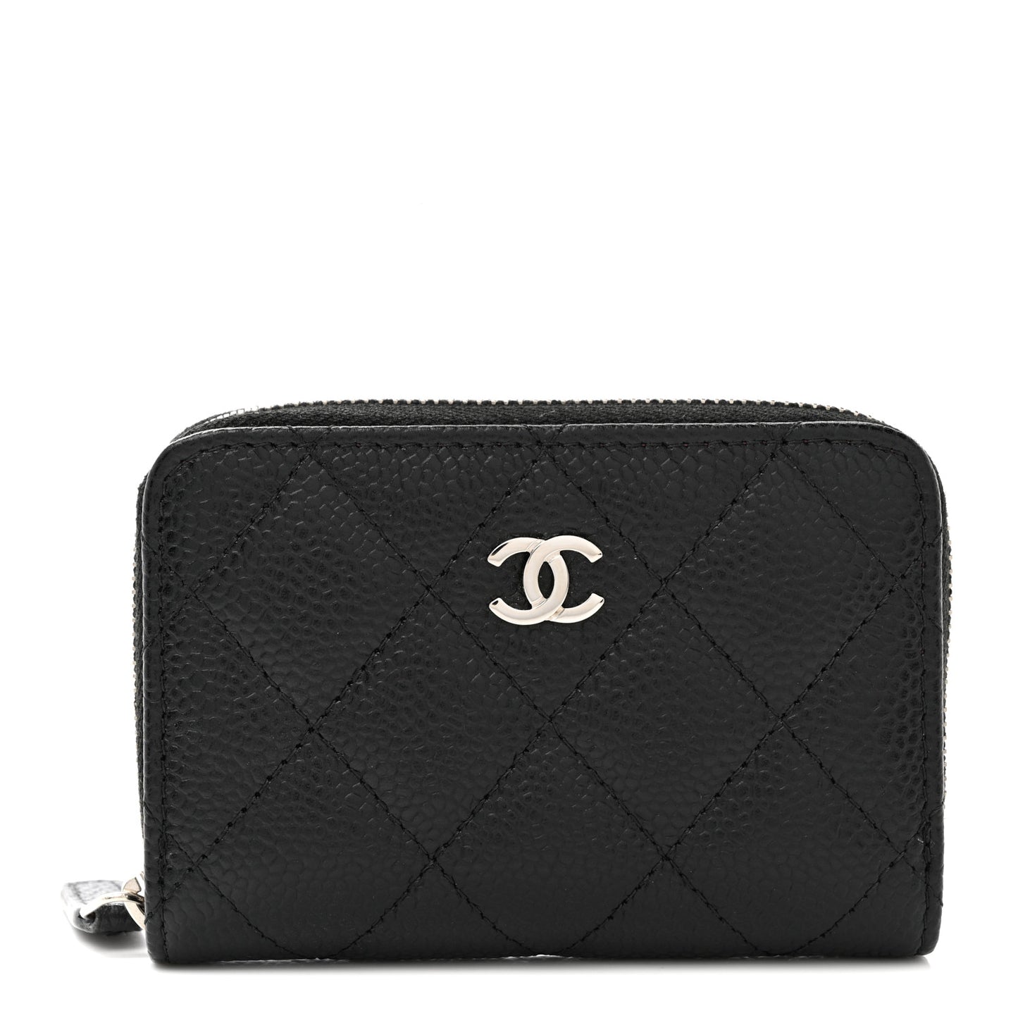 Caviar Quilted Zip Coin Purse Black