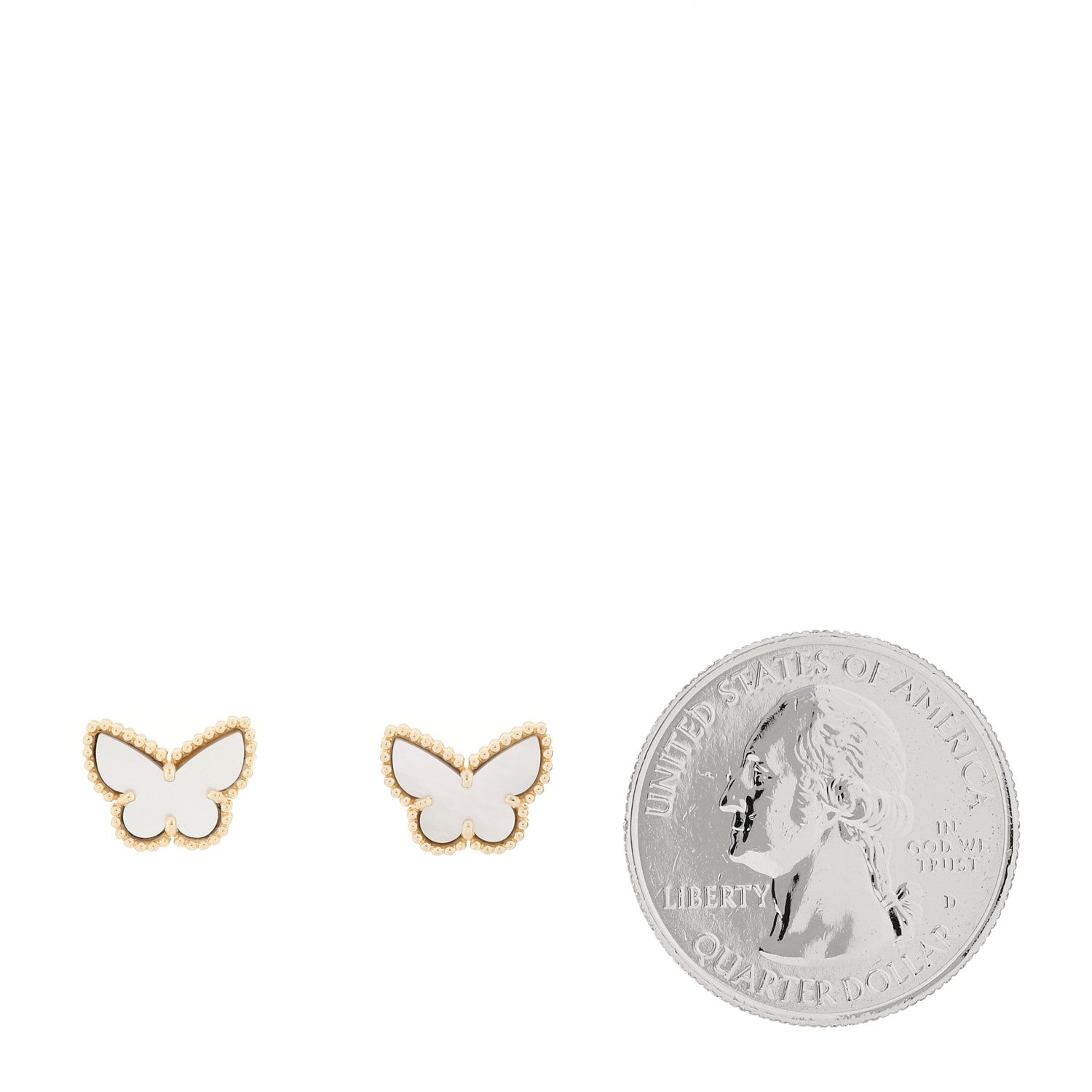 Van Cleef & Arpels 18K Yellow Gold Mother of Pearl Sweet Alhambra Butterfly Earrings 2 of 5