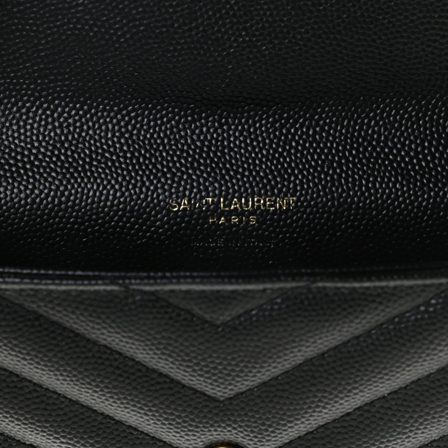 Saint Laurent Grain De Poudre Matelasse Chevron Small Monogram Envelope Wallet Black 8 of 8