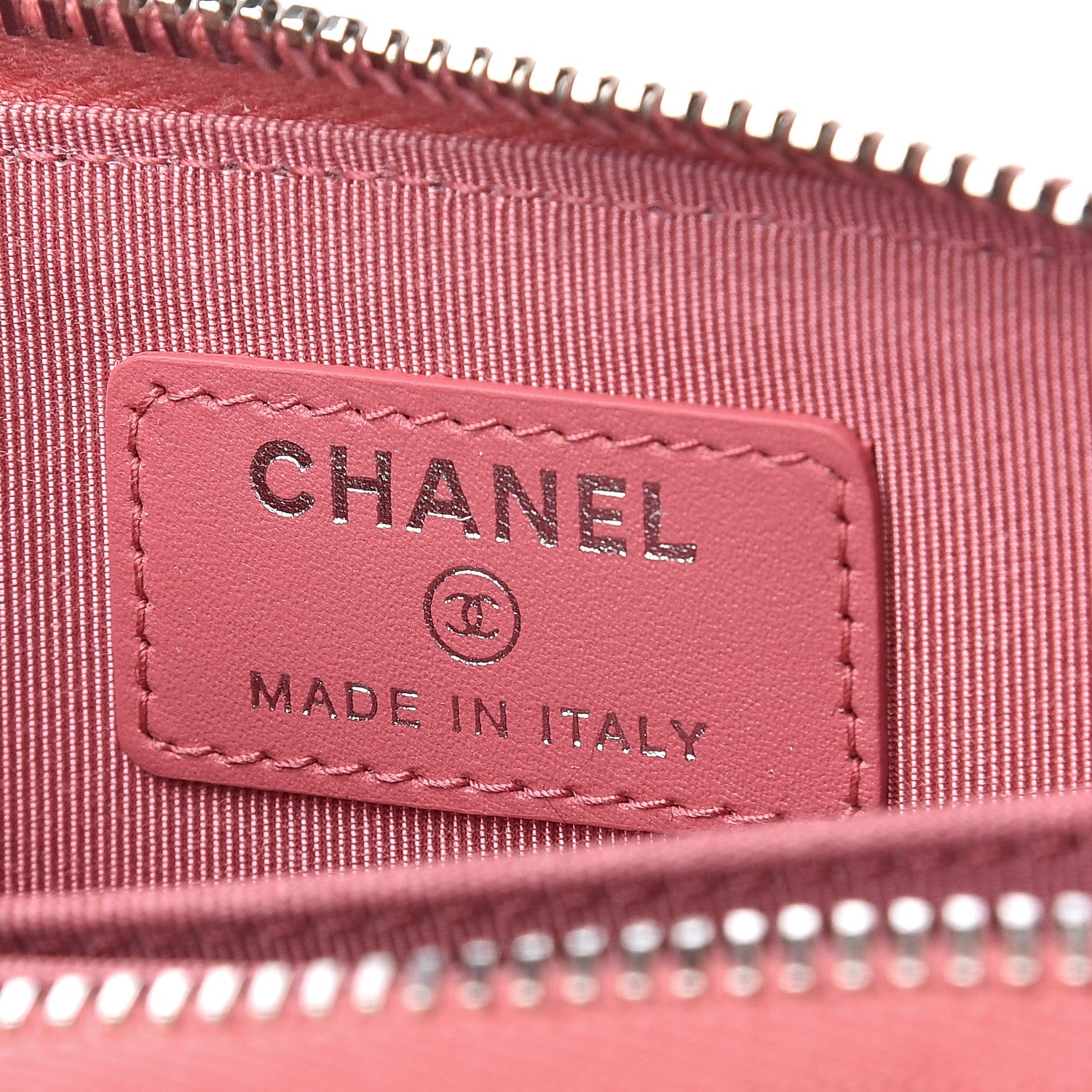 Chanel Caviar Chevron Quilted Zip Around Coin Purse Pink 5 of 6