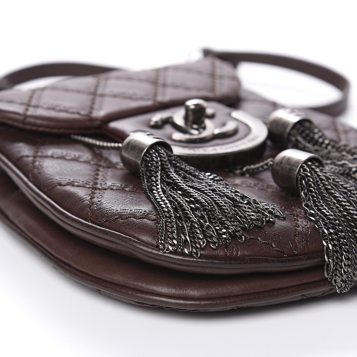 Chanel Calfskin Coco Sporran Small Tassel Flap Dark Brown 8 of 12