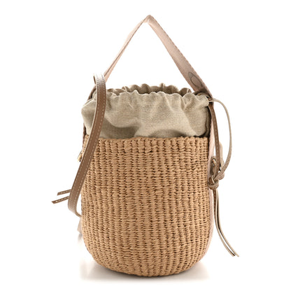 Chloe X MIFUKO Raffia Calfskin Small Woody Basket Shoulder Bag Beige Light Pink 1 of 11