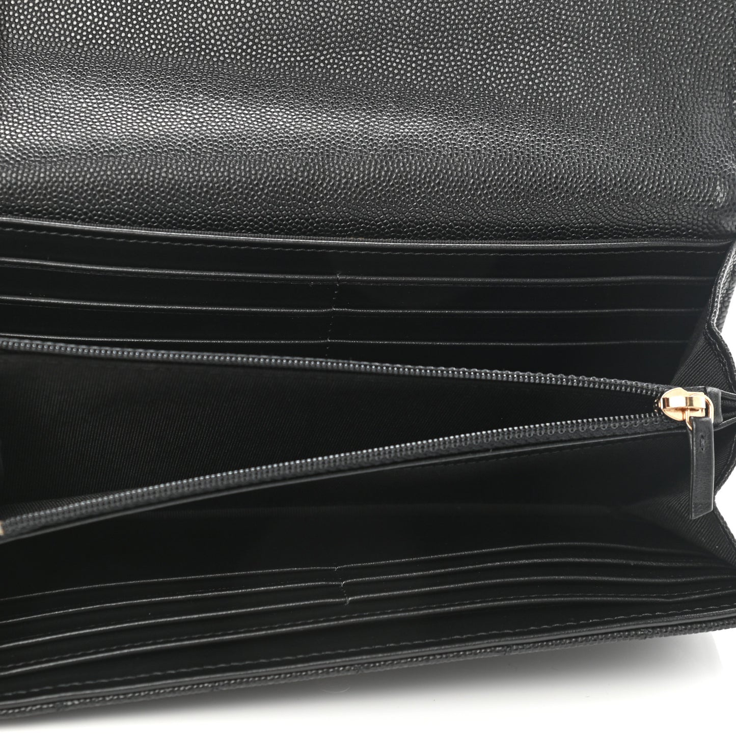 Caviar Quilted Long Boy Flap Wallet Black
