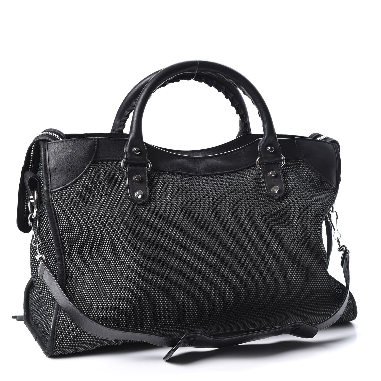 Balenciaga Calfskin Twill Perforated Classic Silver Hardware City Black 2 of 11