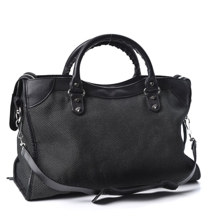 Balenciaga Calfskin Twill Perforated Classic Silver Hardware City Black 2 of 11