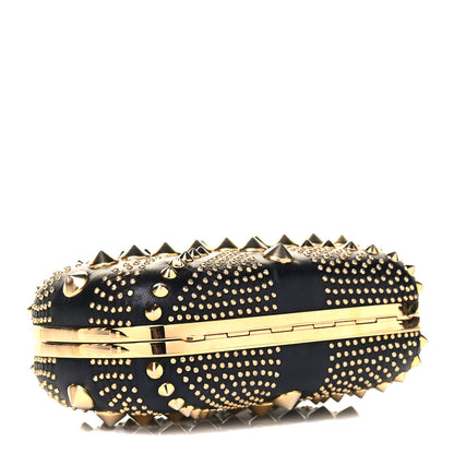 Alexander McQueen Calfskin Studded Britannia Skull Box Clutch Black 3 of 4