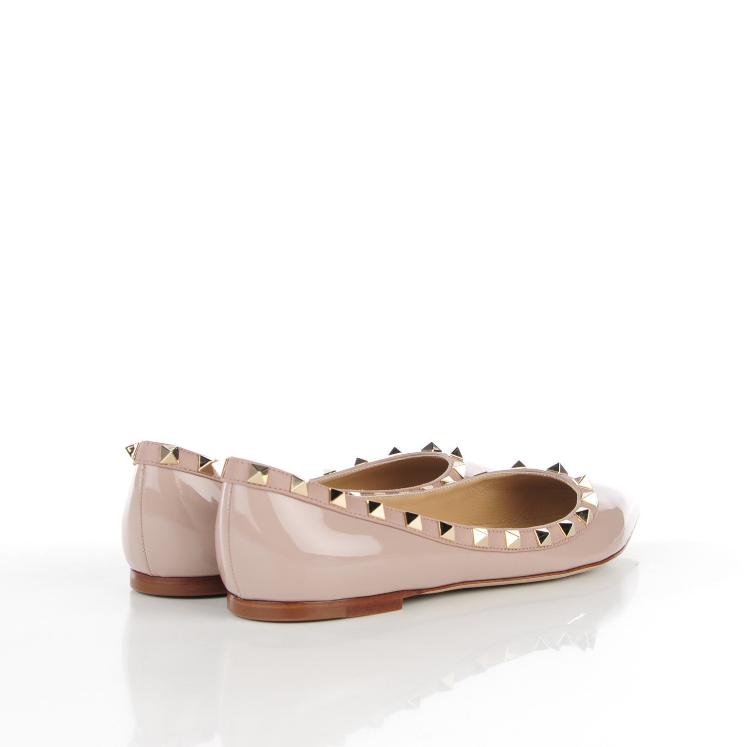 Valentino Garavani Patent Rockstud Ballerina Flats 38 Poudre 4 of 9