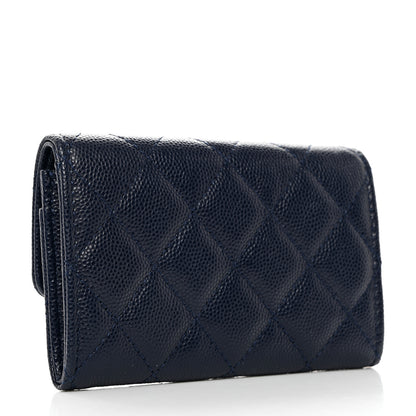 Chanel Caviar Quilted Crystal CC Flap Card Holder Navy Blue 3 of 8