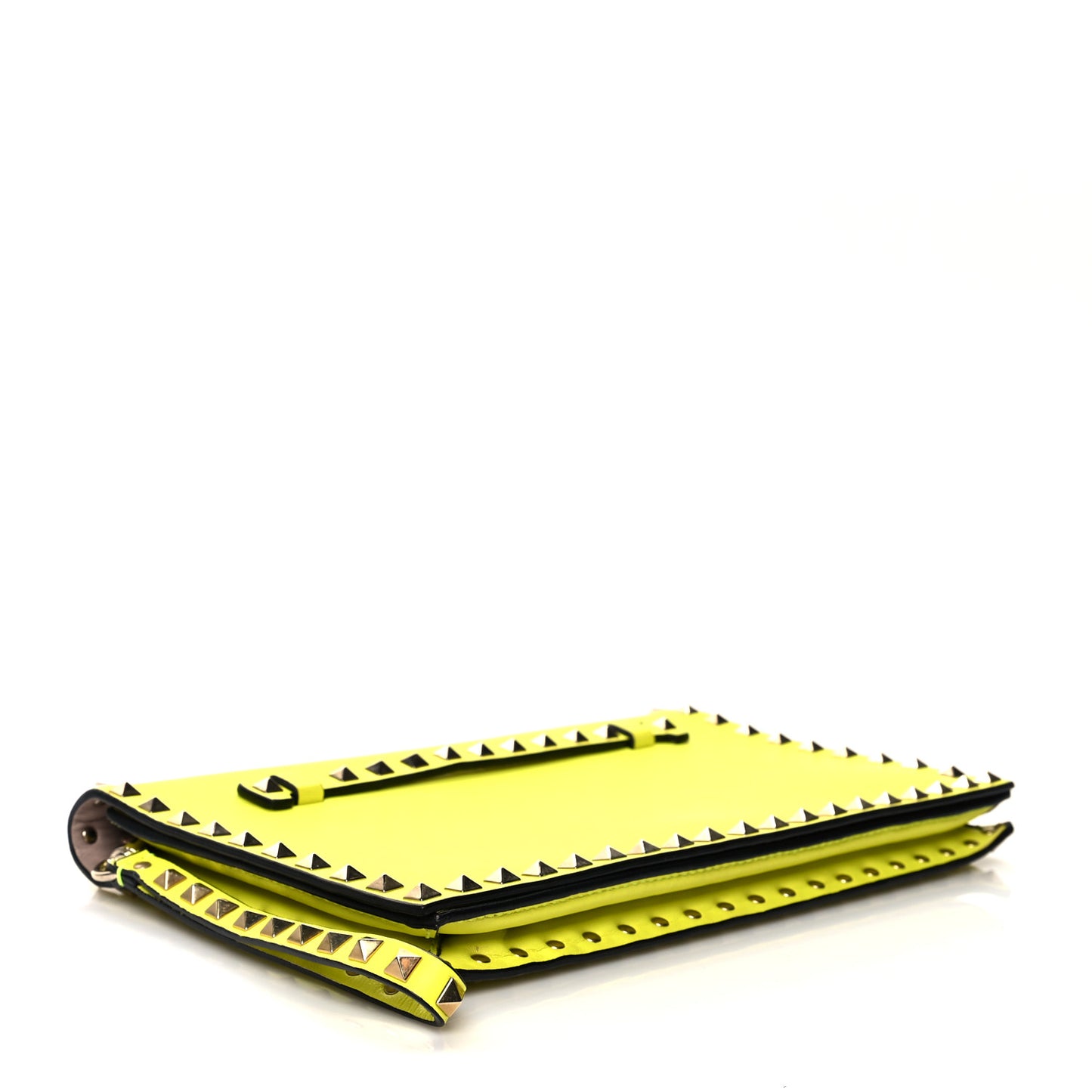 Nappa Rockstud Wristlet Clutch Yellow Fluo