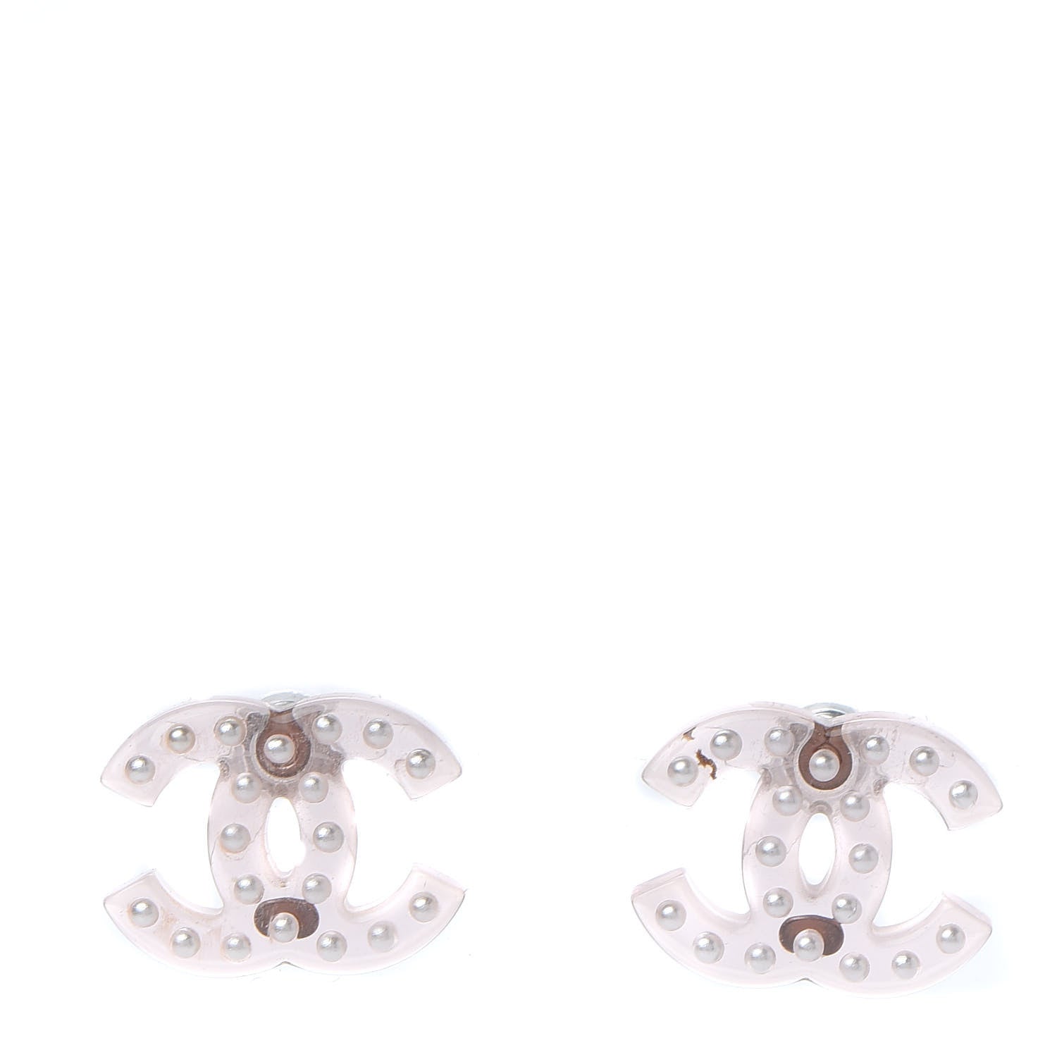 Chanel Crystal Resin CC Earrings Pink 1 of 5