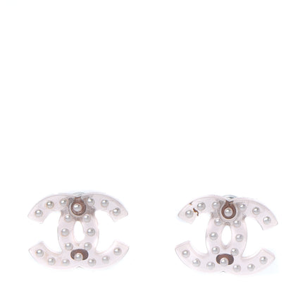 Chanel Crystal Resin CC Earrings Pink 1 of 5
