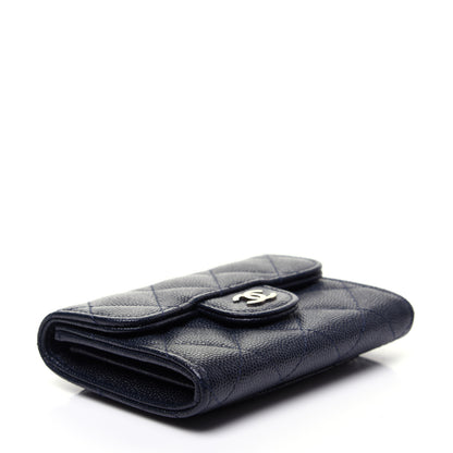 Chanel Caviar Quilted Flap Card Holder Wallet Navy Blue 4 of 9