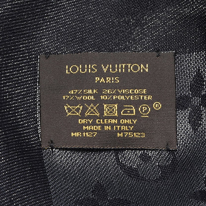 Louis Vuitton Silk Lurex Wool Monogram Shine Shawl Black 3 of 6