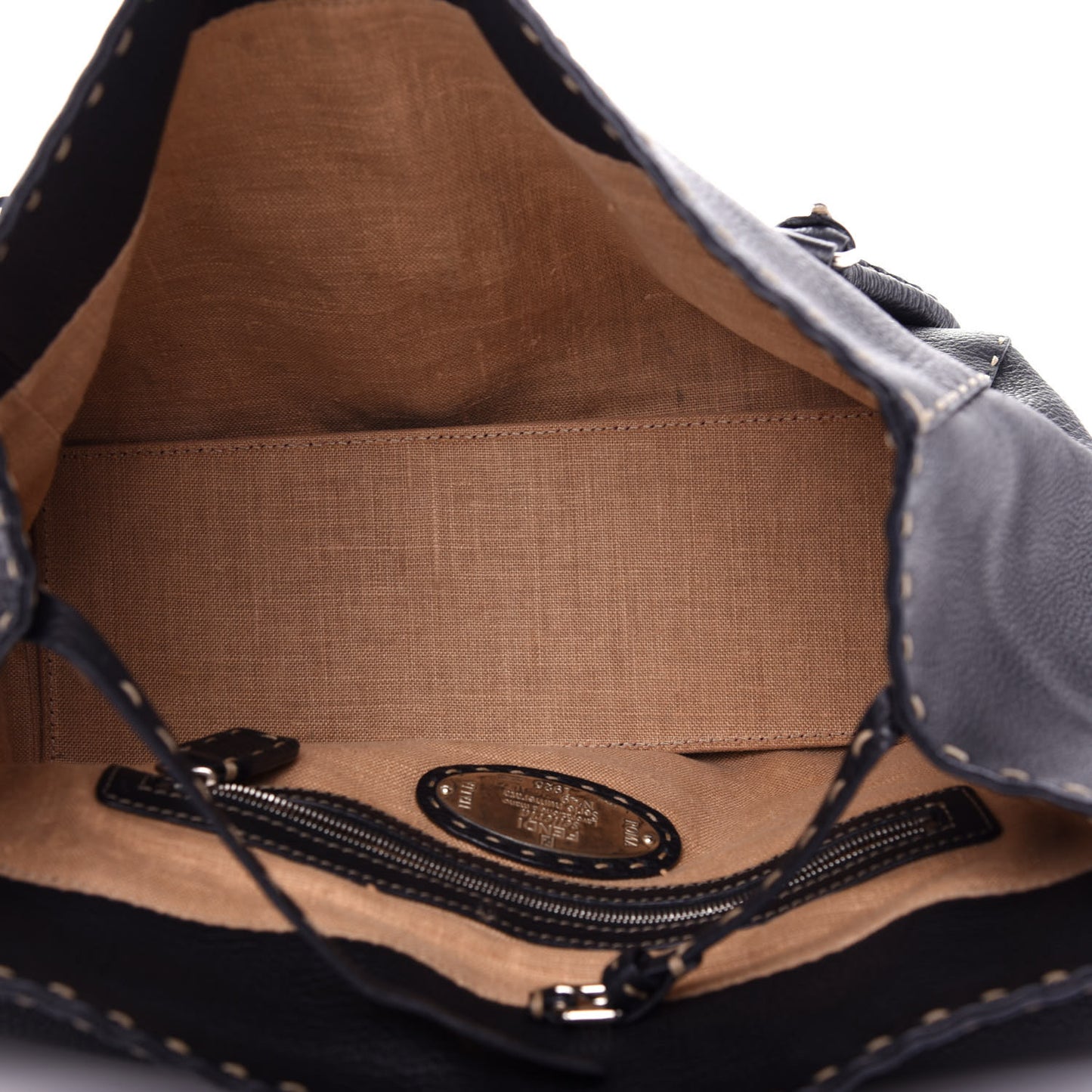 Calfskin Romano Selleria Medium Linda Satchel Black