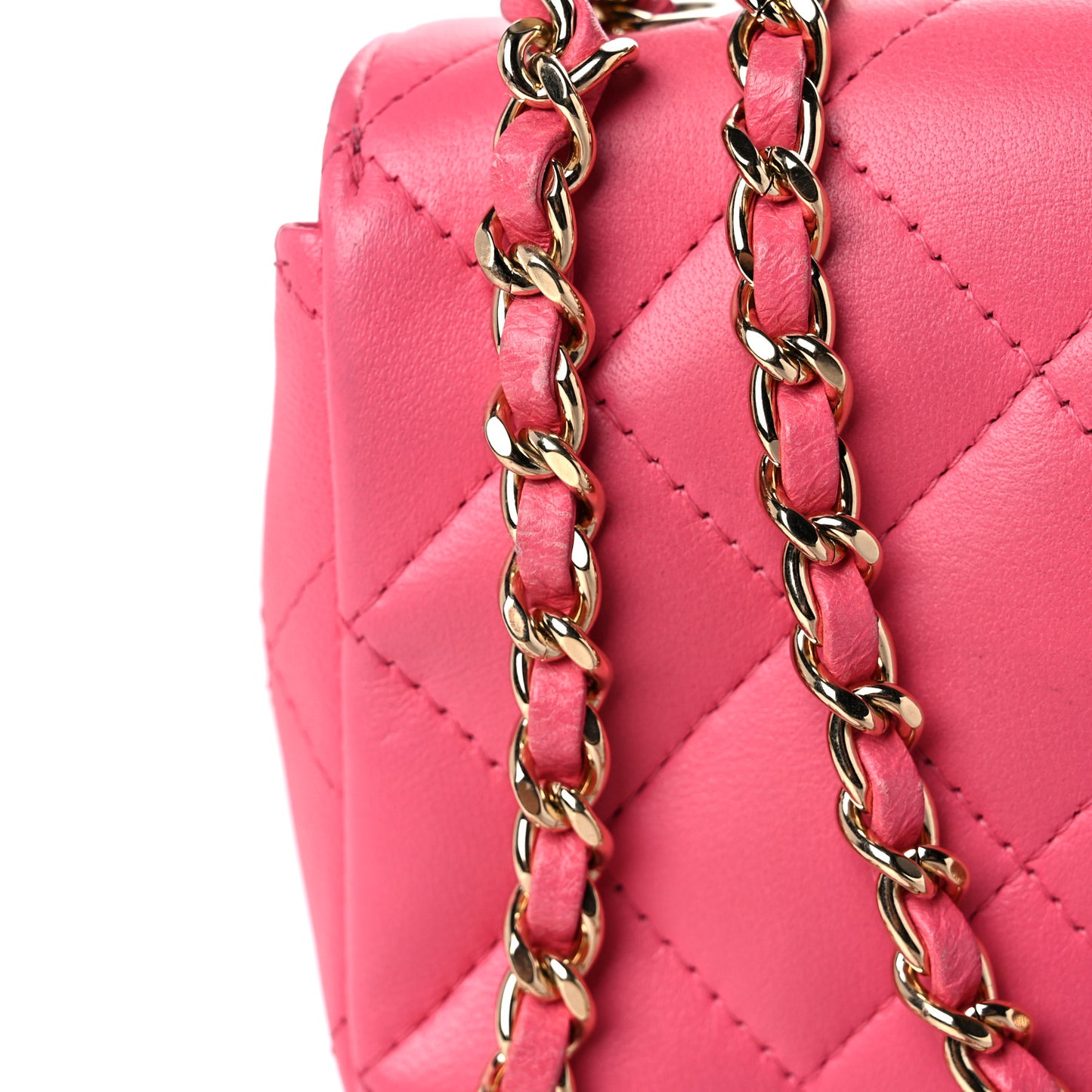 Lambskin Quilted Extra Mini V For Victory Flap Pink