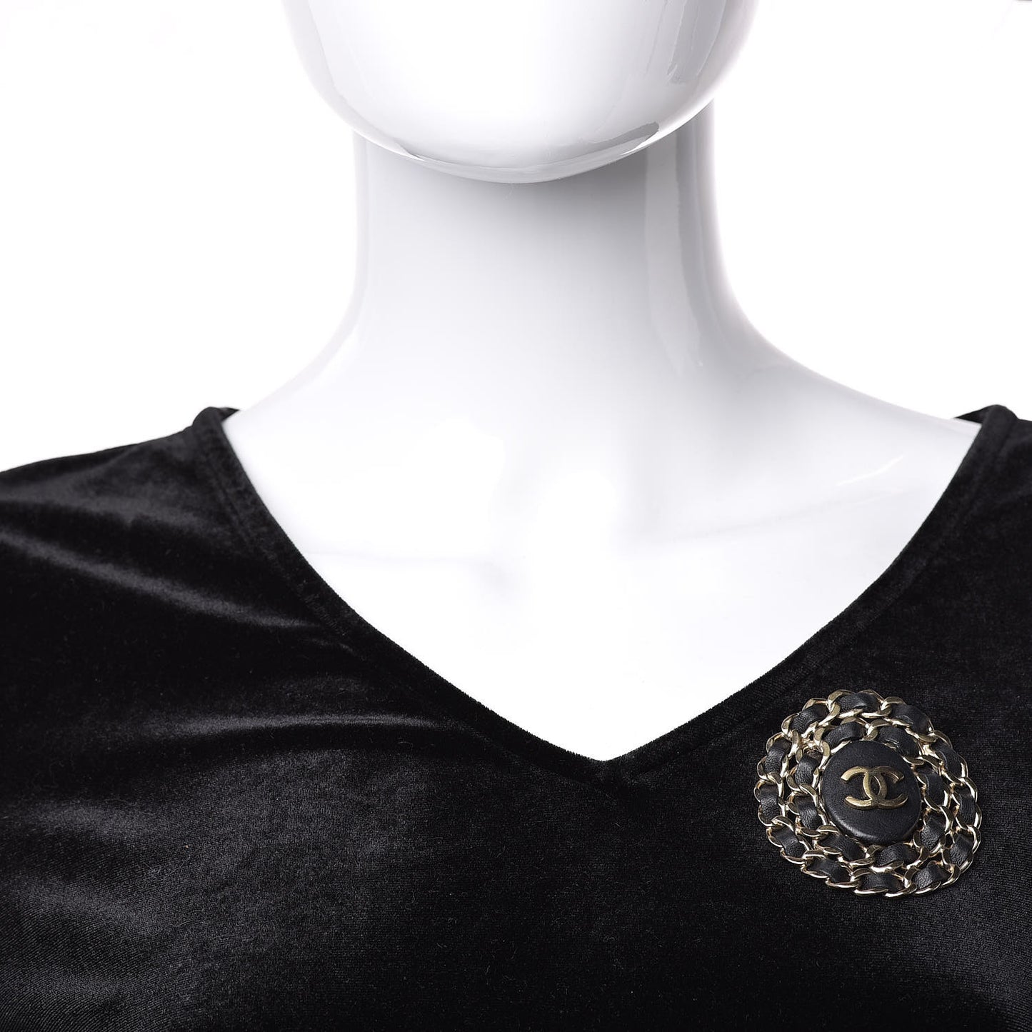 Lambskin CC Brooch Black Gold