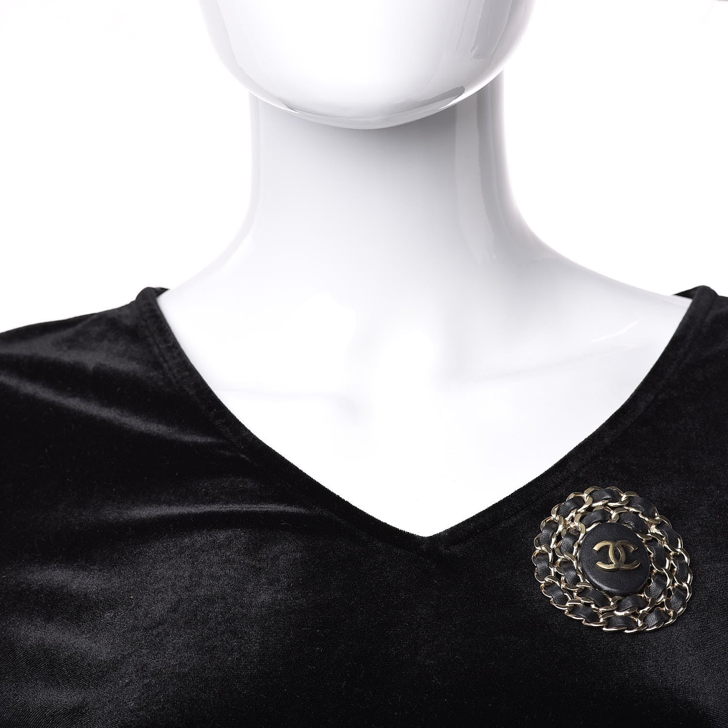 Chanel Lambskin CC Brooch Black Gold 2 of 5