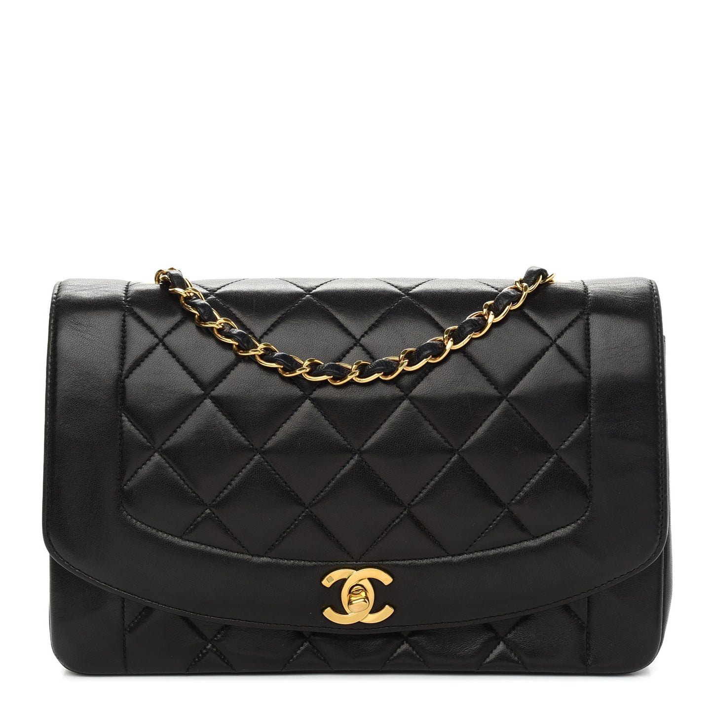 Lambskin Quilted Medium Single Flap Black