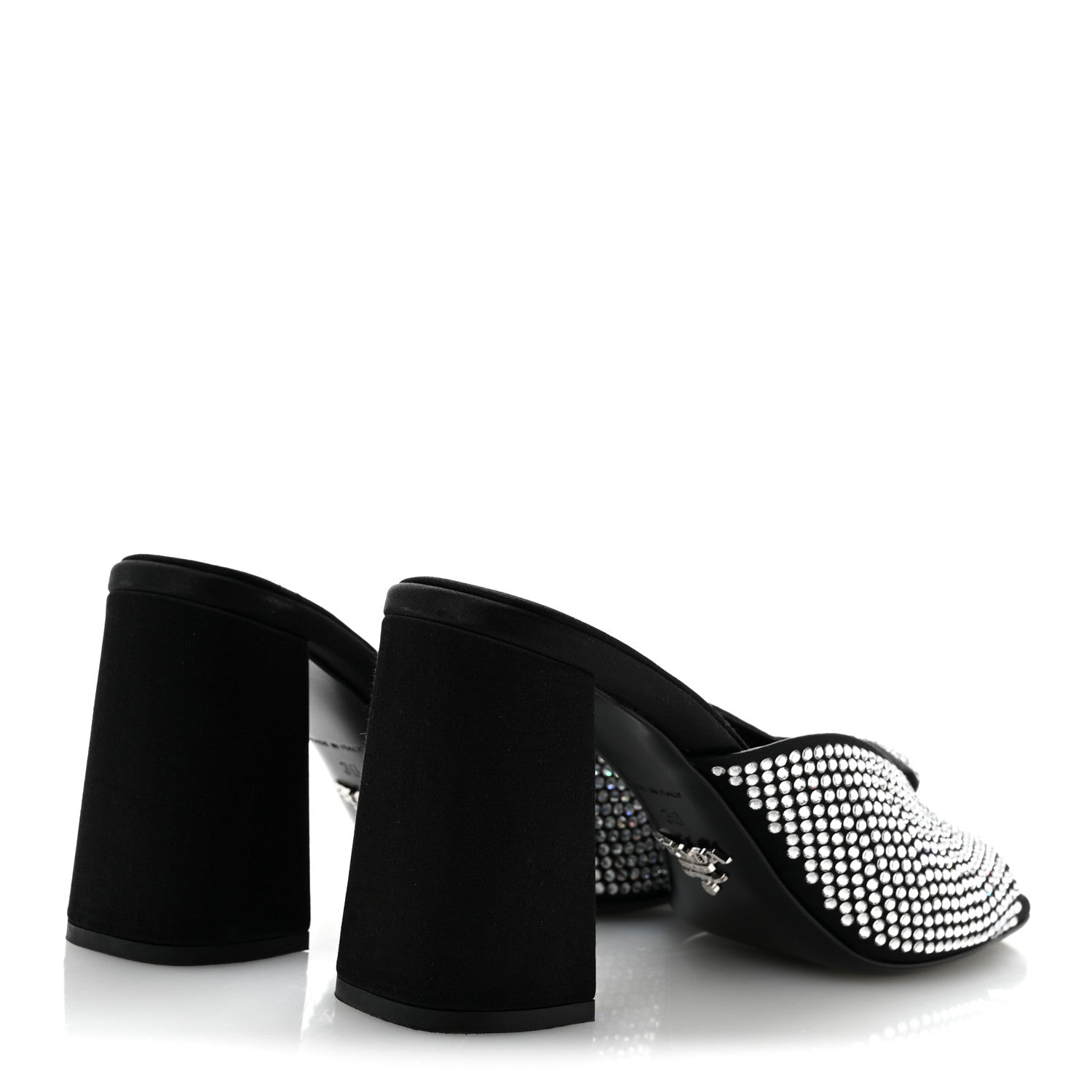 Prada Satin Crystal Logo 90mm Slide Sandals 36 Cristal 5 of 8