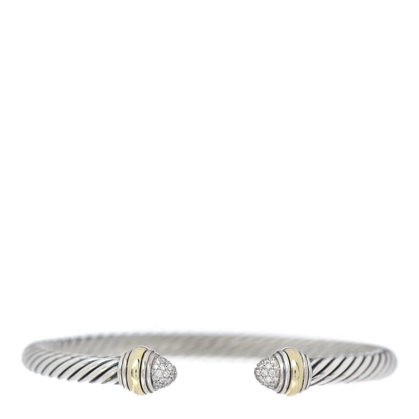 Sterling Silver 14K Yellow Gold Diamond 5mm Cable Classics Bracelet