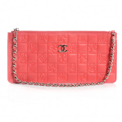 Chanel Lambskin Precious Symbols Pochette Coral 1 of 7